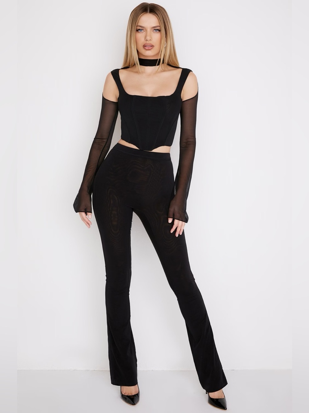 House of CB 'Paulina' & Erin Black Mesh Set NWOT